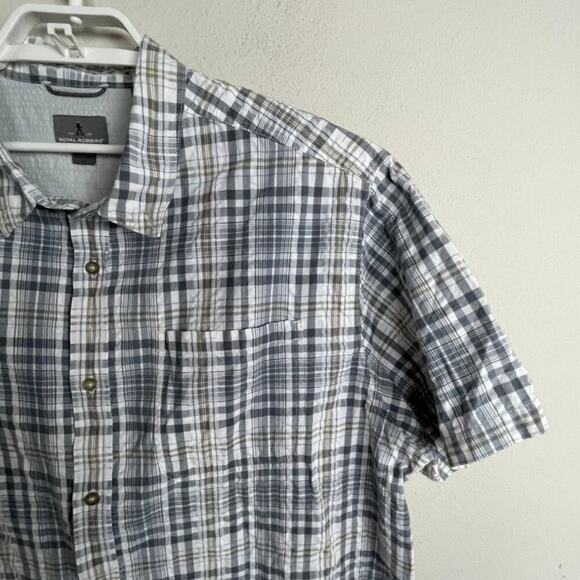 Royal Robbins Men's Sz XXL‎ Gray White Plaid Short Sleeves Button Up Shirt - Picture 2 of 8